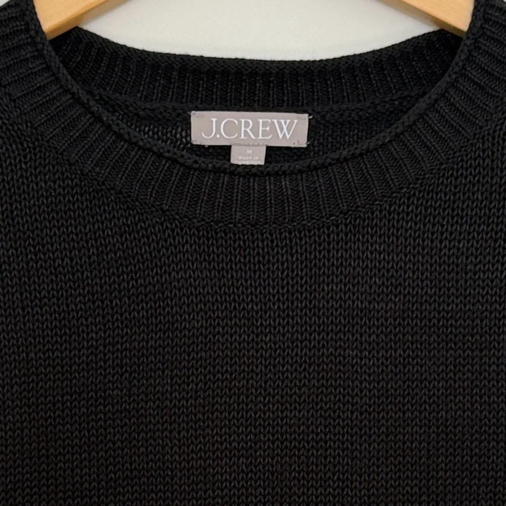 J. Crew NWOT Relaxed Cotton-Linen Blend Beach Sweater In Black
